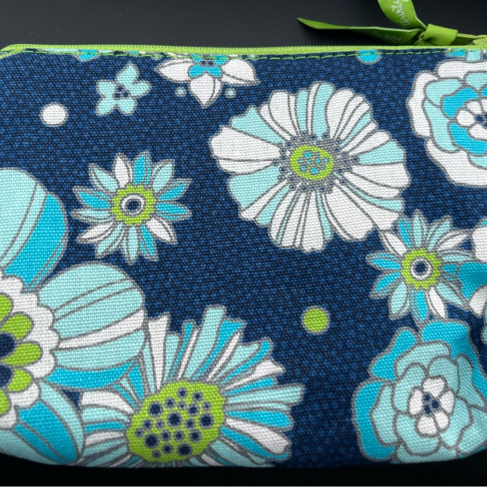 Thirty-One Vibrant Blue and Green Floral Cosmetic Case